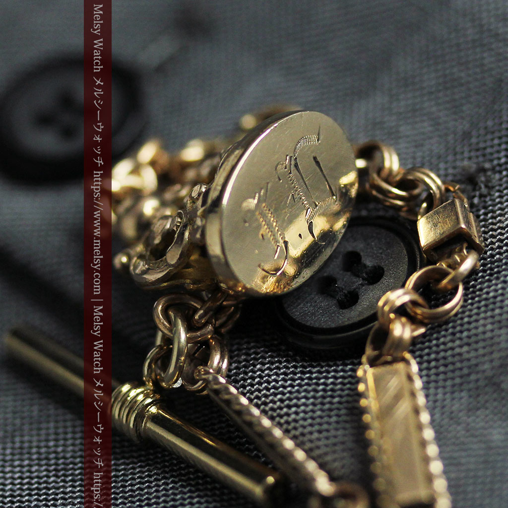 装飾の綺麗なダブルアルバート懐中時計チェーン 立体装飾付き