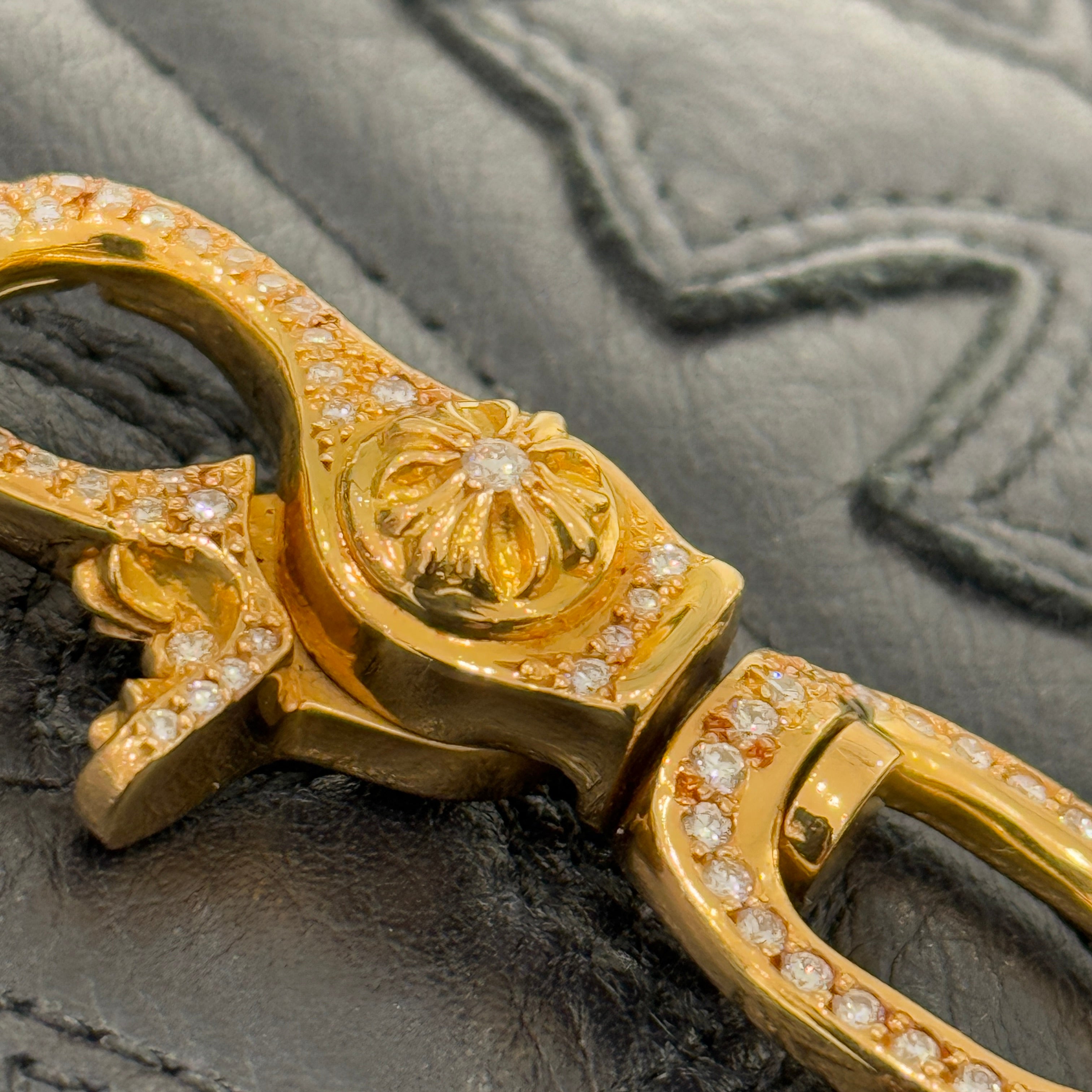 CHROME HEARTS 22K Clip Swivel Pave Diamond Gold Wallet Chain