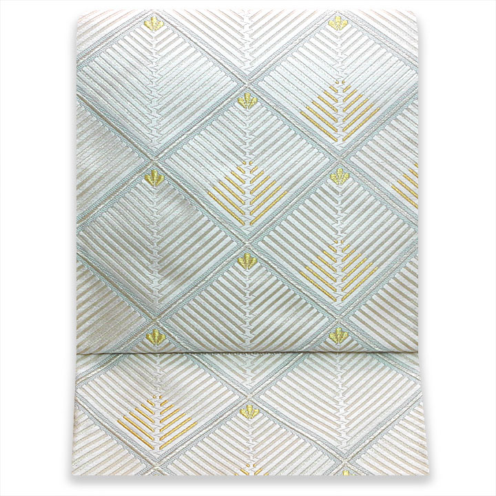 河合美術織物 謹製 西陣織 袋帯【能寿格子松菱文】 [241021-ho-11