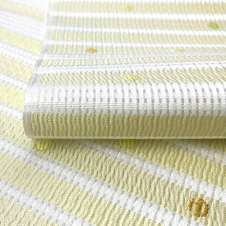 夏帯 博多織 紗八寸名古屋帯【横縞 水玉 黄】 [230513-hho-3