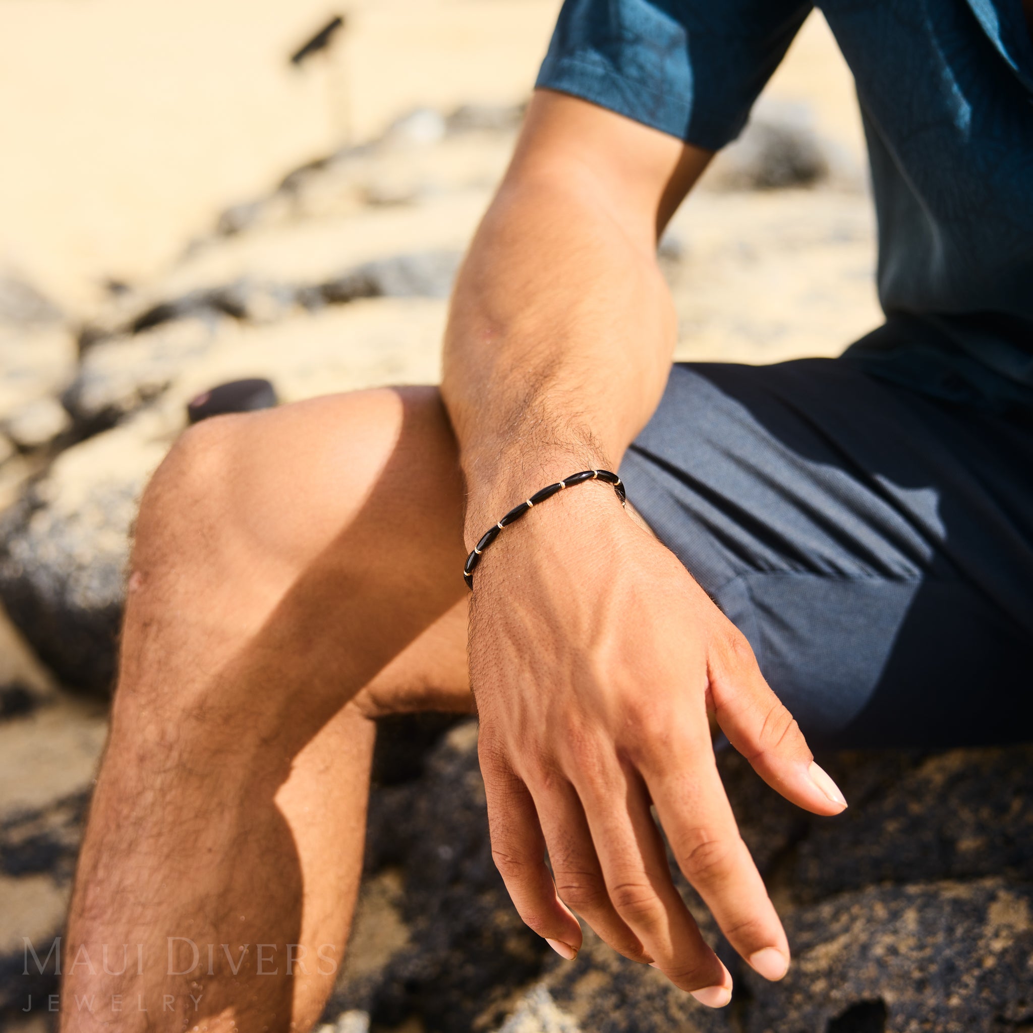 ブラックコーラル ブレスレット ゴールド