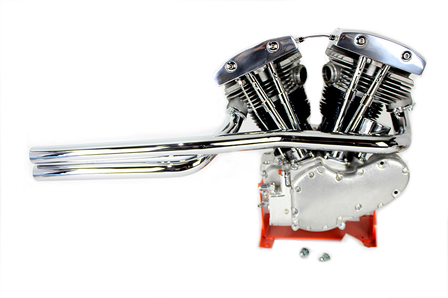 パーツ販売]ショベル用 ショットガンドラッグマフラー クローム