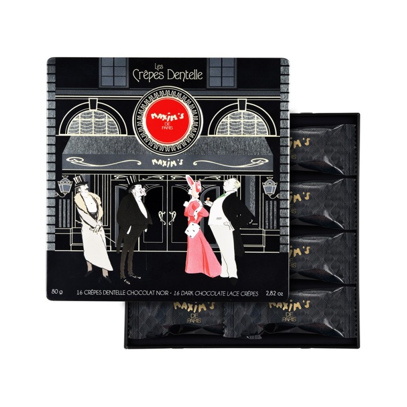 Tin of 16 Dark Chocolate Lace Crepes – Maxim's de Paris