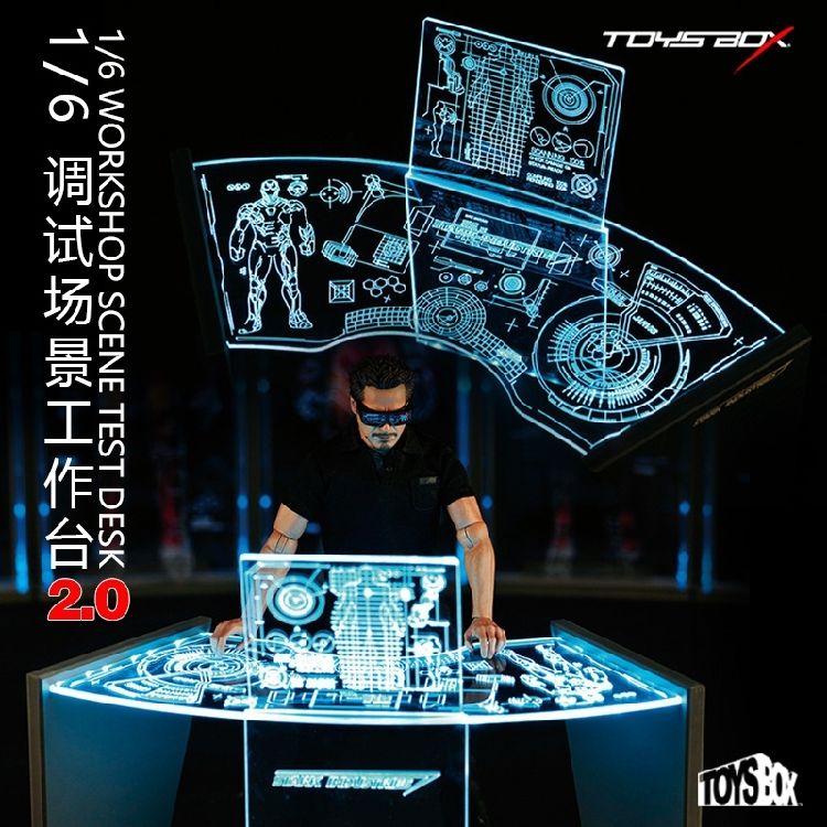 LED Light Up Stark Industries Workshop Test Desk 2.0 (Blue