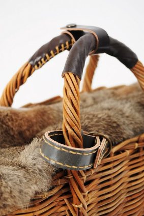 エバゴス 定番トート／紅籐×ブライドル×ラビットファー CHOCO 2017A/W