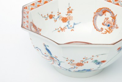 柿右衛門色絵花鳥団龍文八角大鉢 | 商品詳細 東洋古陶磁の前坂晴天堂