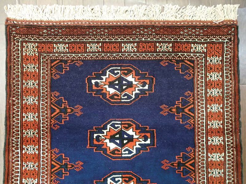 新品 トルクメン ペルシャ 絨毯 1.2m アクセント サイズ 126 x 84 cm