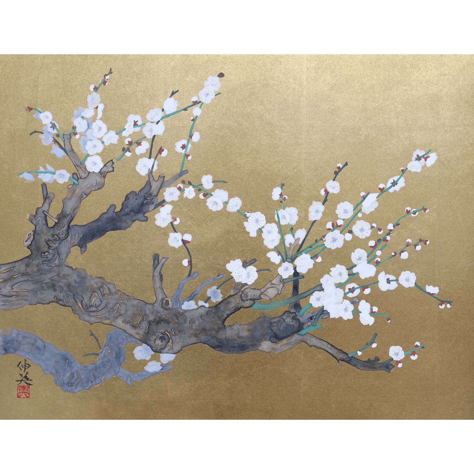白梅（日本画） | ギャラリーまきの 信州の木製品と美術工芸品販売の民芸店