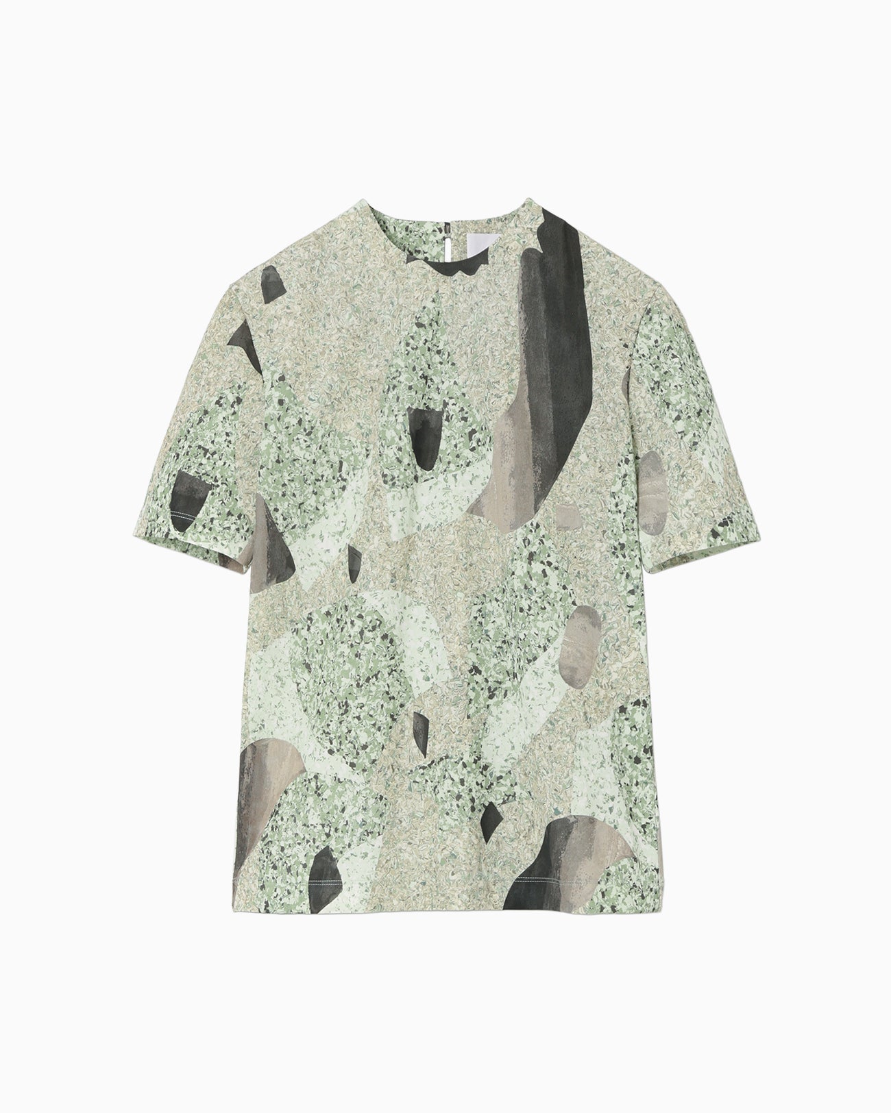 Marble Print Jersey Short Sleeve Top - green - Mame Kurogouchi