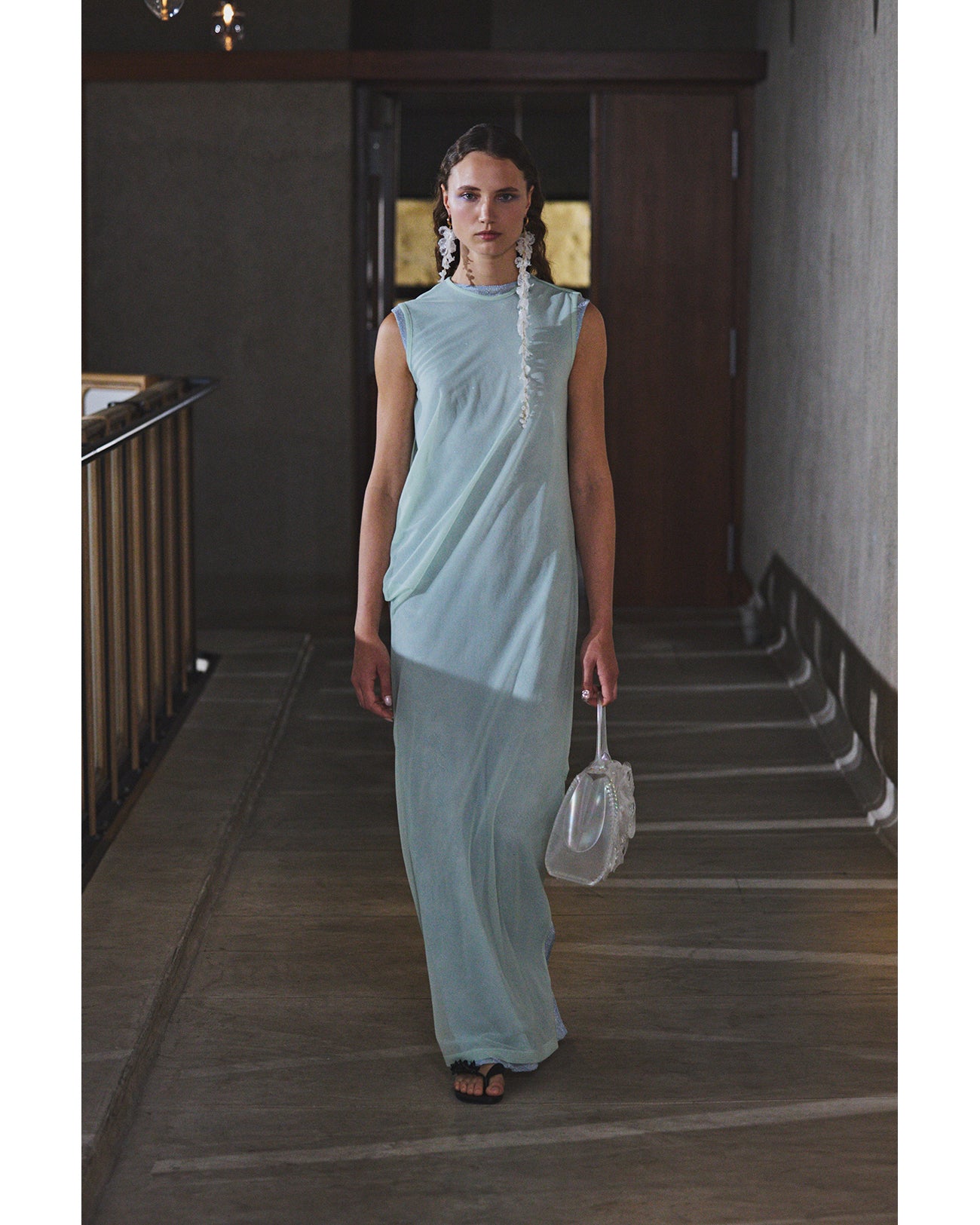 Floral Motif Short Earring - white - Mame Kurogouchi