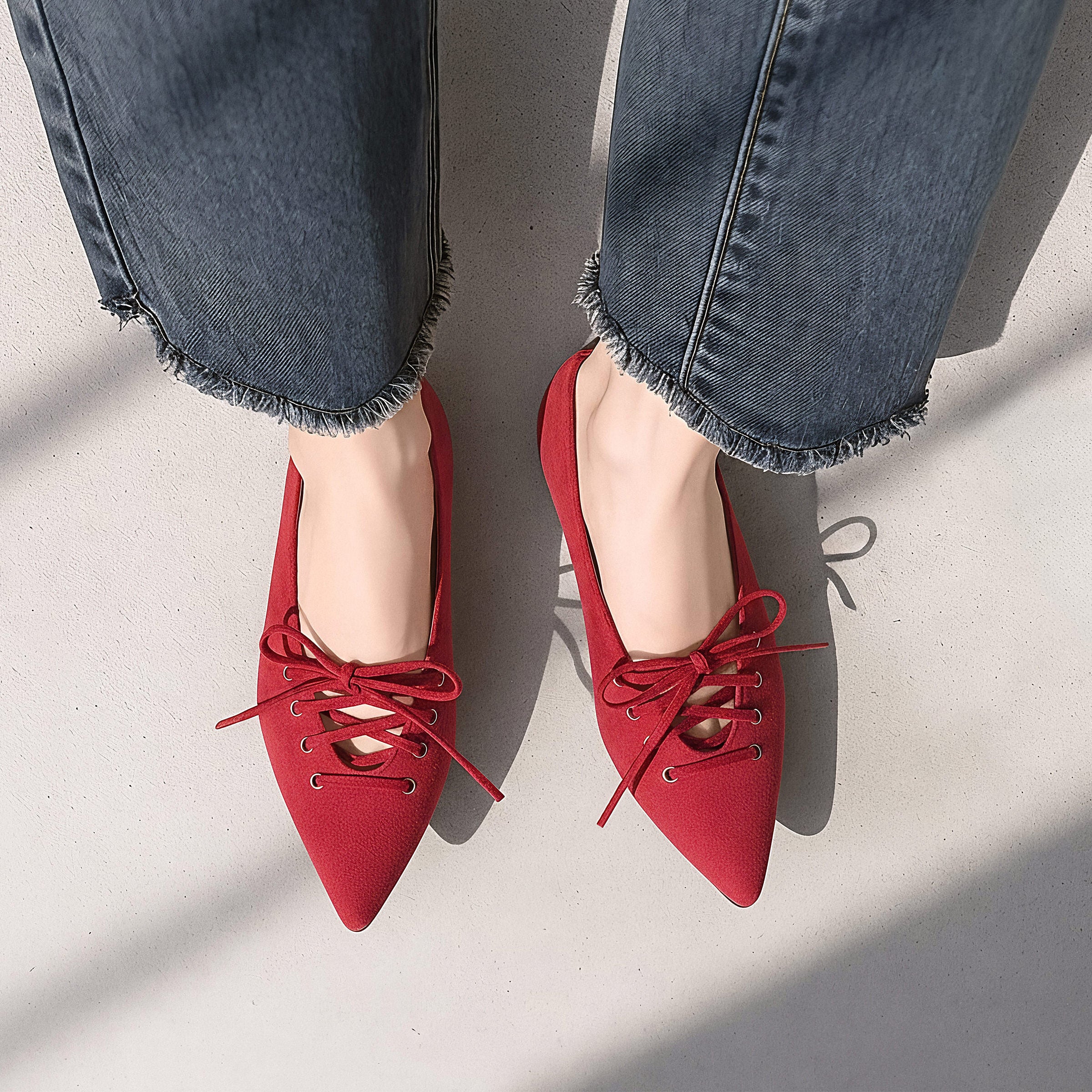 40%OFF：2025AW：レースアップデザイン フラットシューズ（m17060