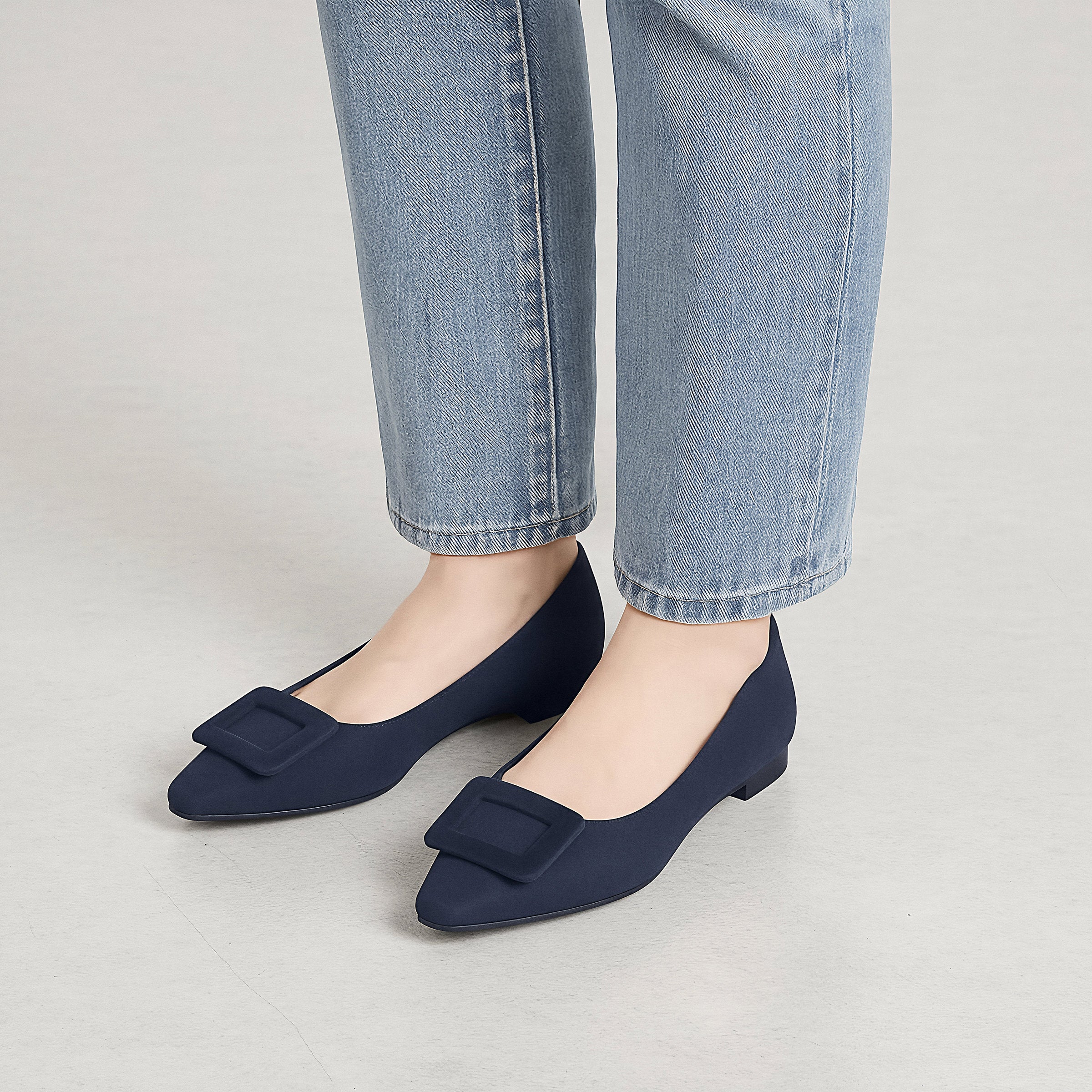 20%OFF：2025AW：スクエアバックル フラットシューズ（m18001