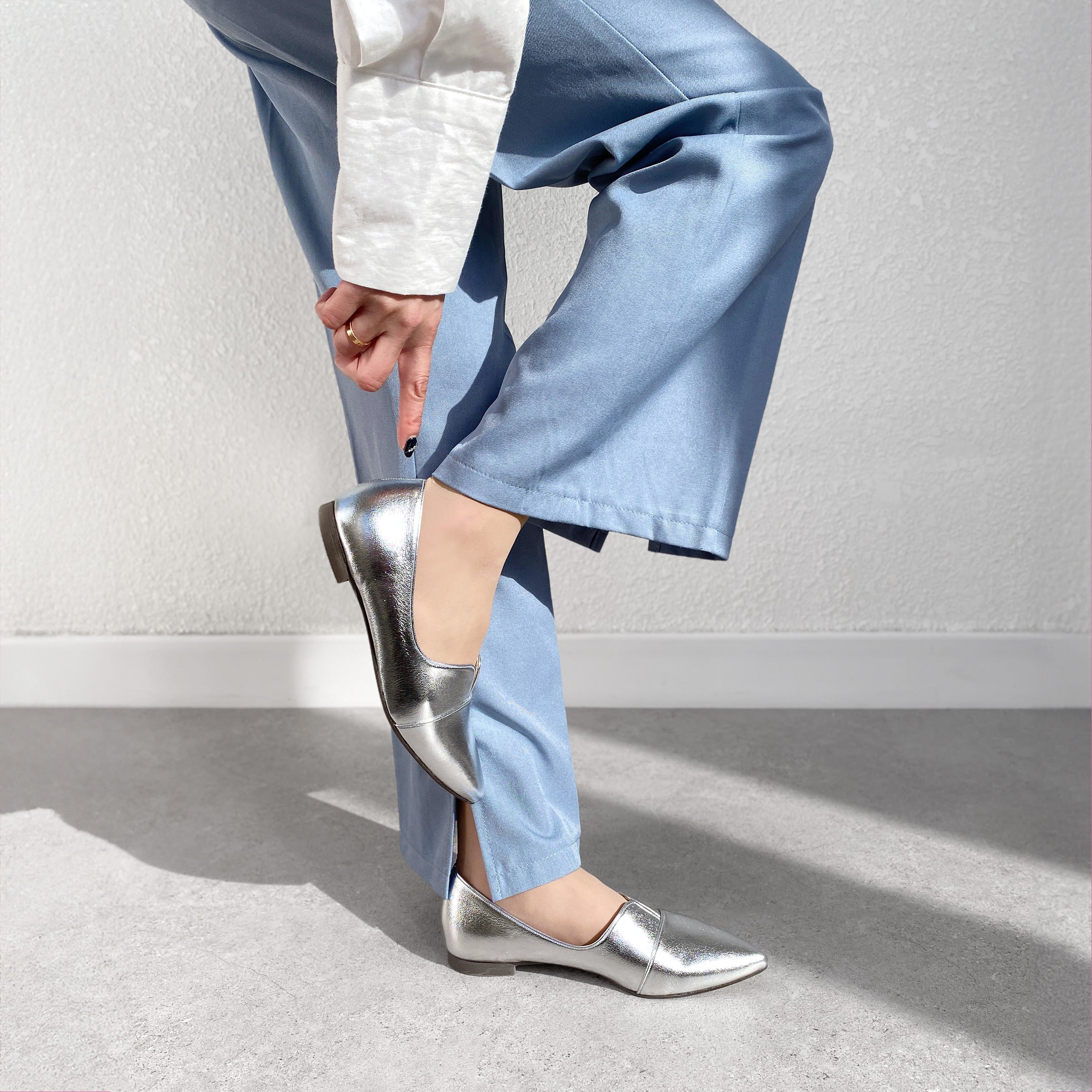 2026SSBI：ポインテッドトゥ フラット 切替ドレスシューズ（154