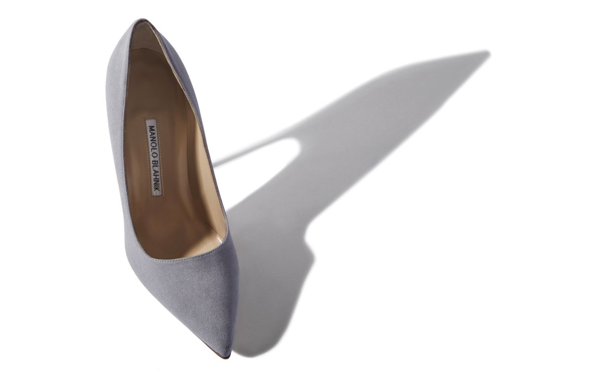 BB | Light Grey Suede Pointed Toe Pumps | Manolo Blahnik