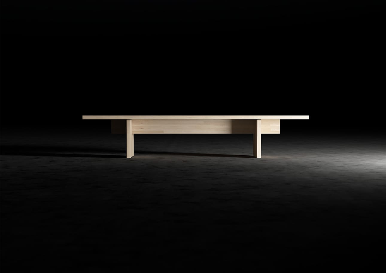 文机 木製脚 幅1800×奥行450㎜ ラバーウッド（クリアー）ローデスク