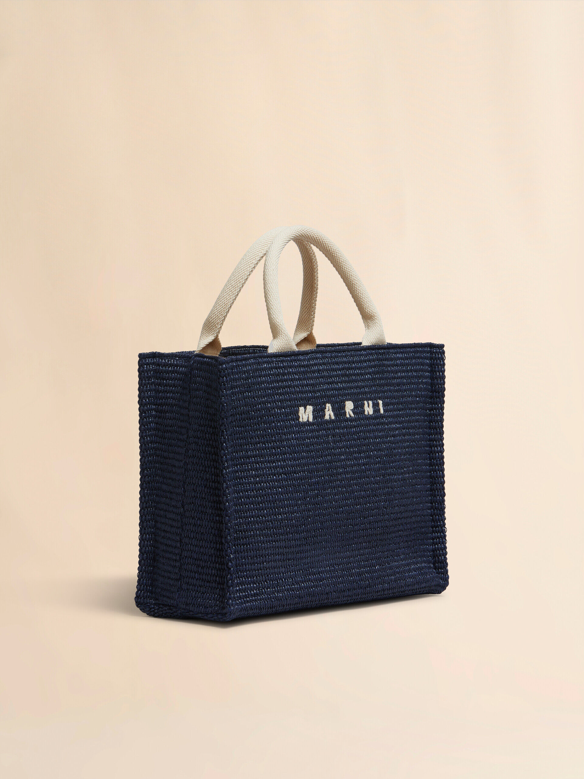Blue raffia-effect Small Tote Bag | Marni