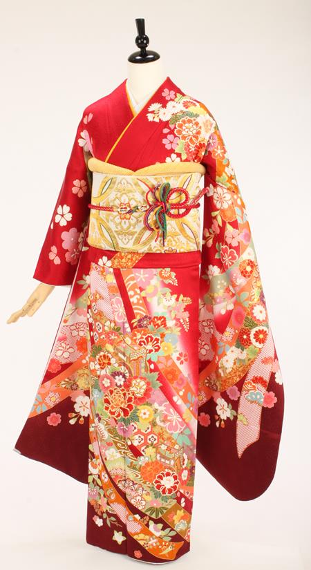 振袖レンタル（成人式シーズン12月～1月利用）/21点セット/赤/KH025
