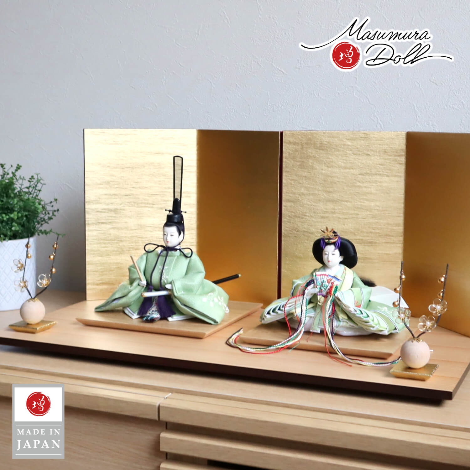 伝統工芸士・清水光雲作 柳サイズ 若葉刺繍 正絹西陣織 済美箔屏風