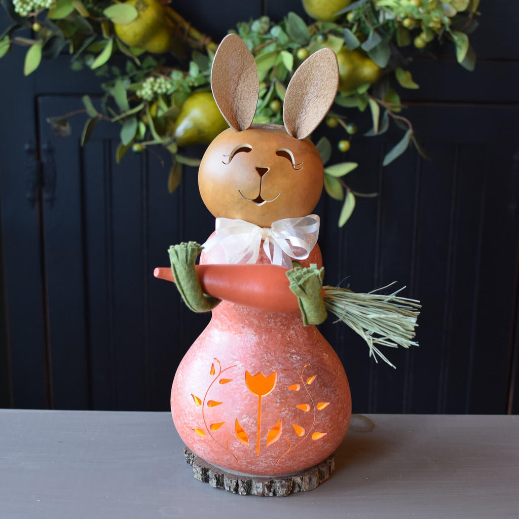 Willow Bunny - Orange Medium Lit – Meadowbrooke Gourds