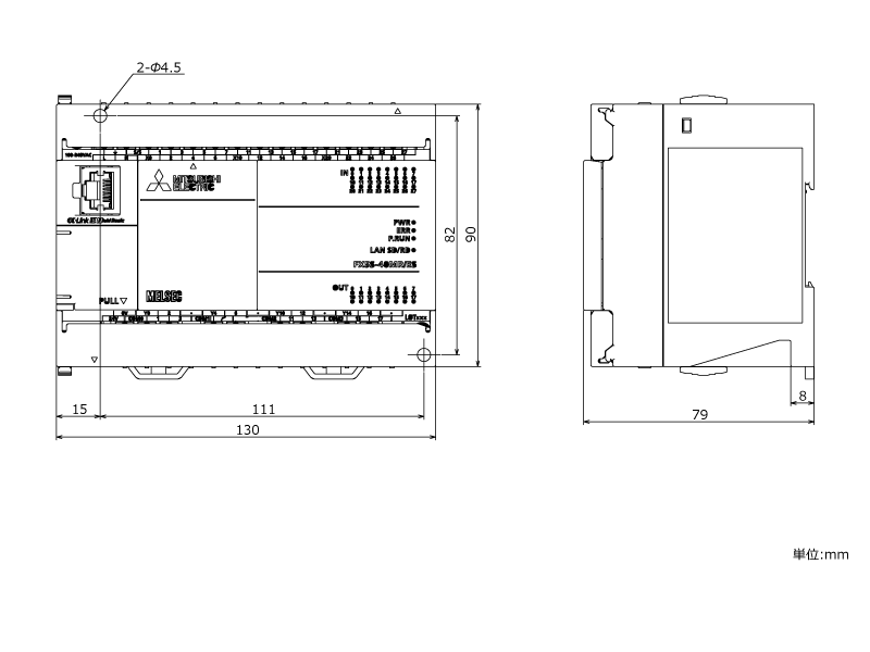 FX5S-40MR/ES ダウンロード(外形図・CAD) MELSEC iQ-F シーケンサ