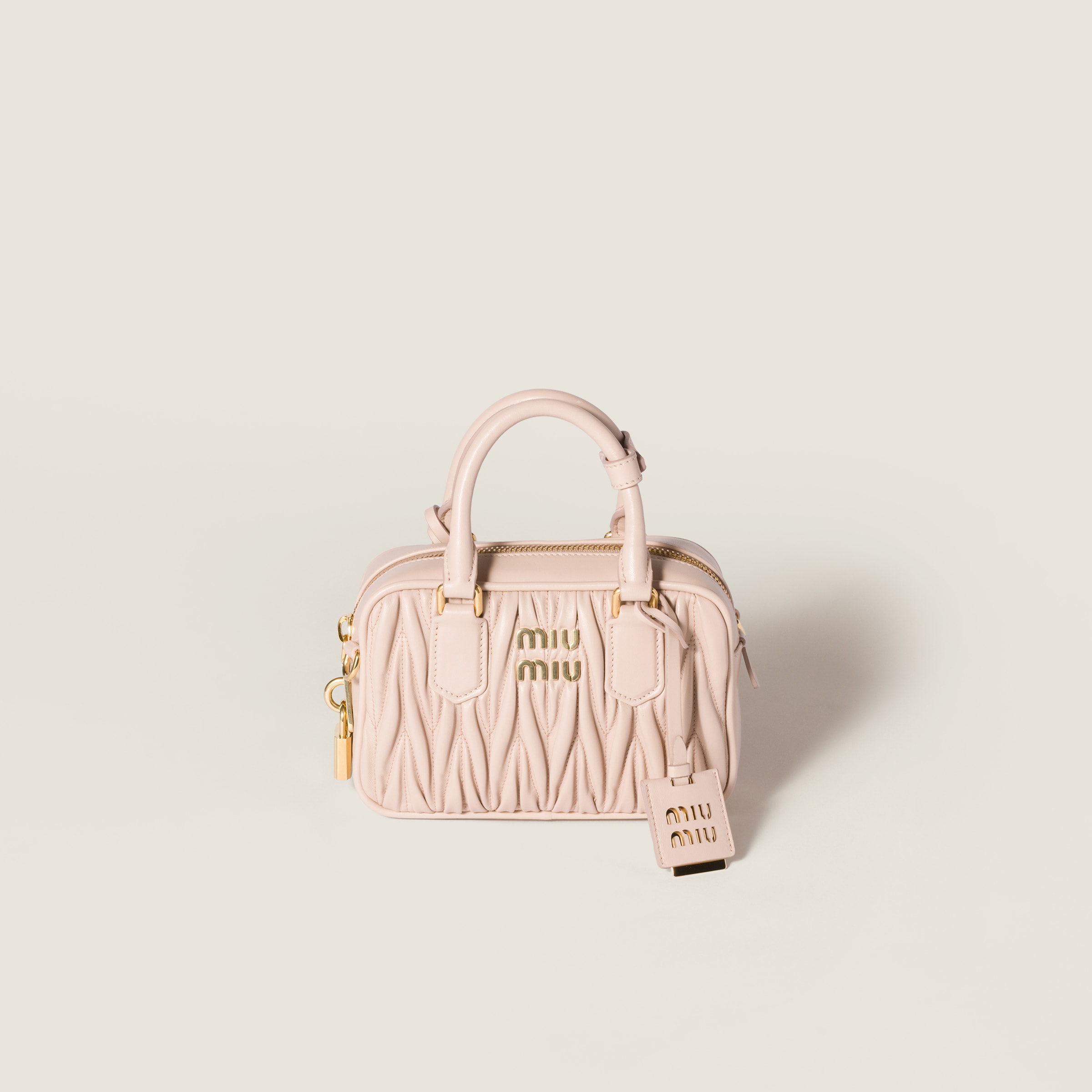 Powder Pink Arcadie Matelassé Nappa Leather Bag | Miu Miu