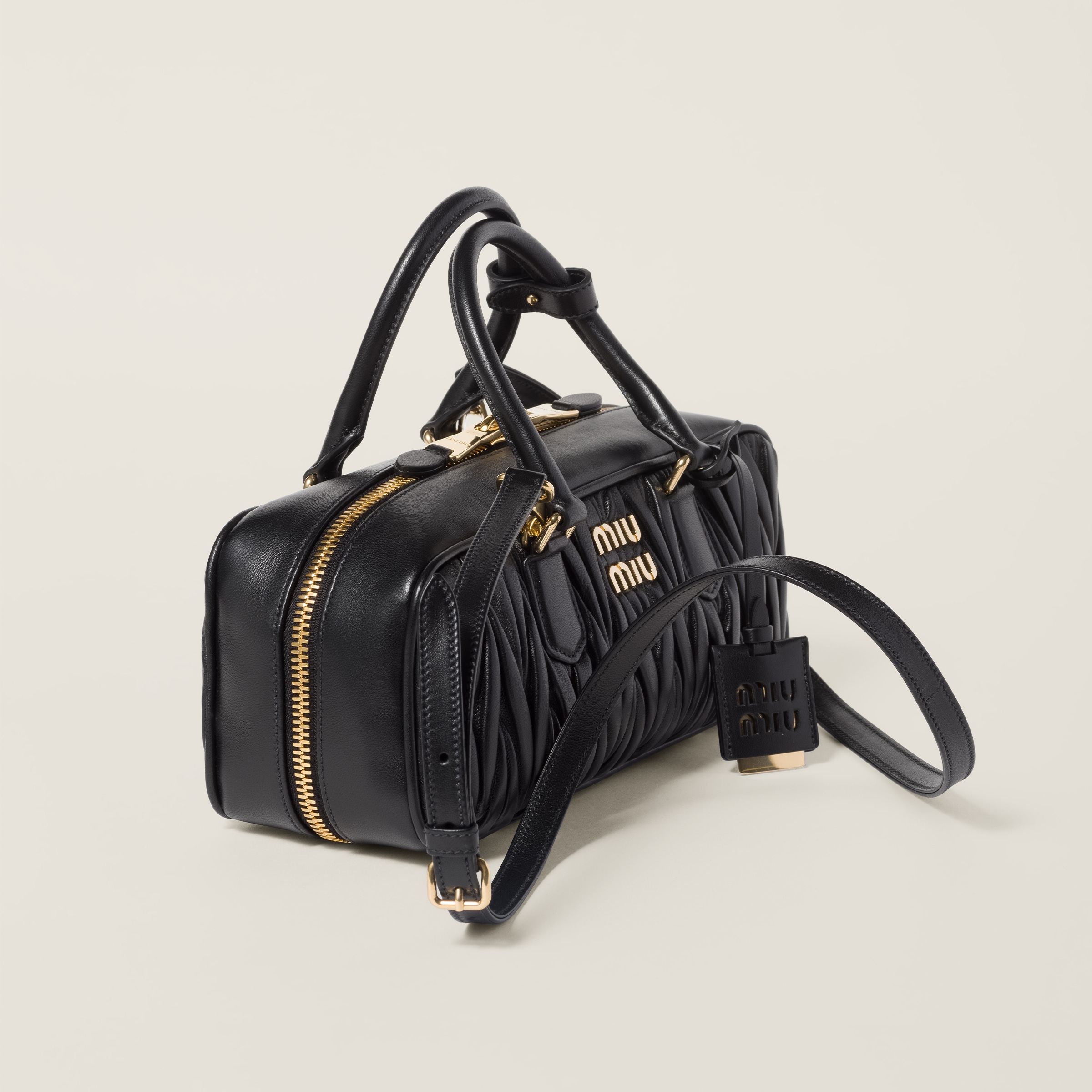 Black Arcadie Matelassé Nappa Leather Bag | Miu Miu