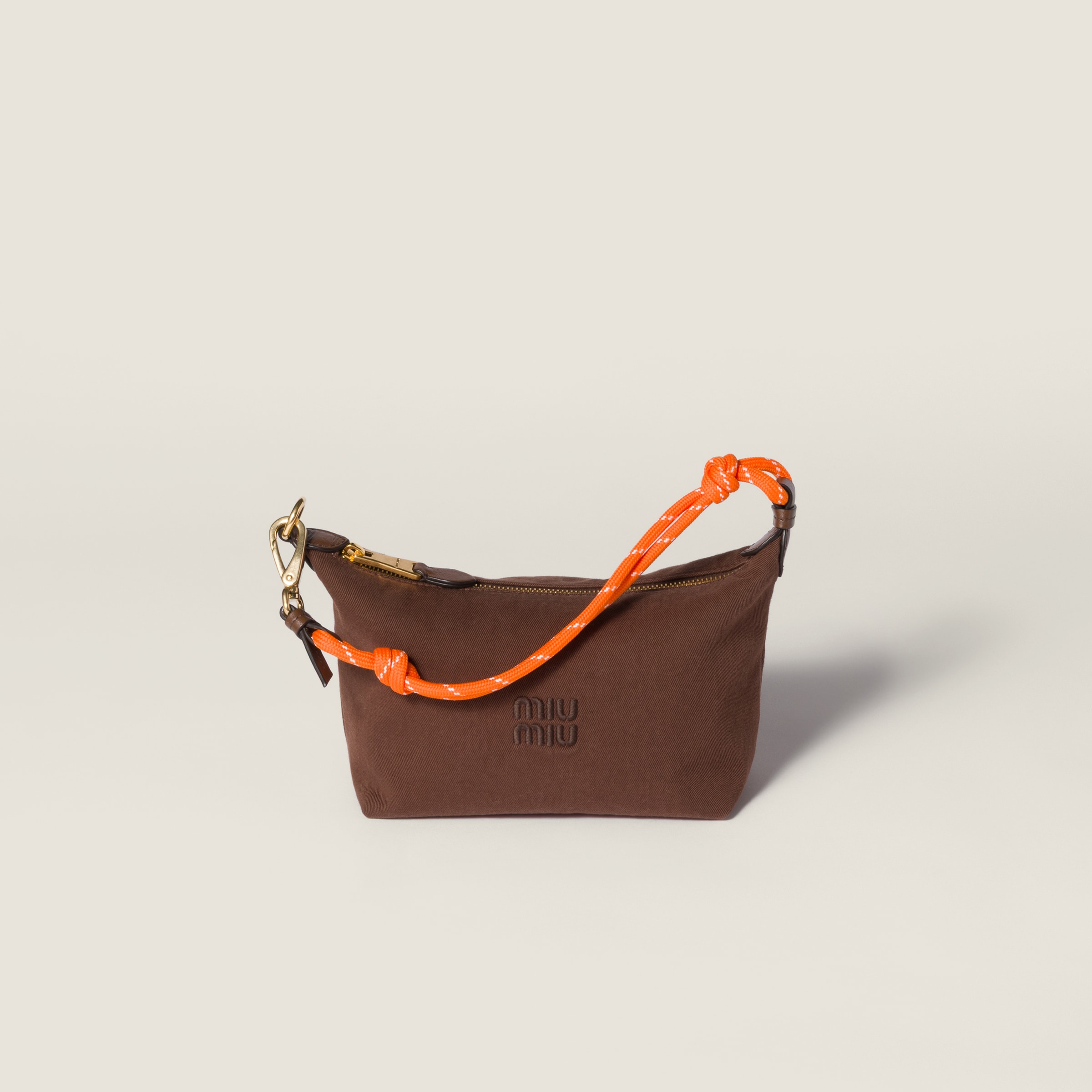 Cocoa Brown/orange Gabardine Pouch | Miu Miu