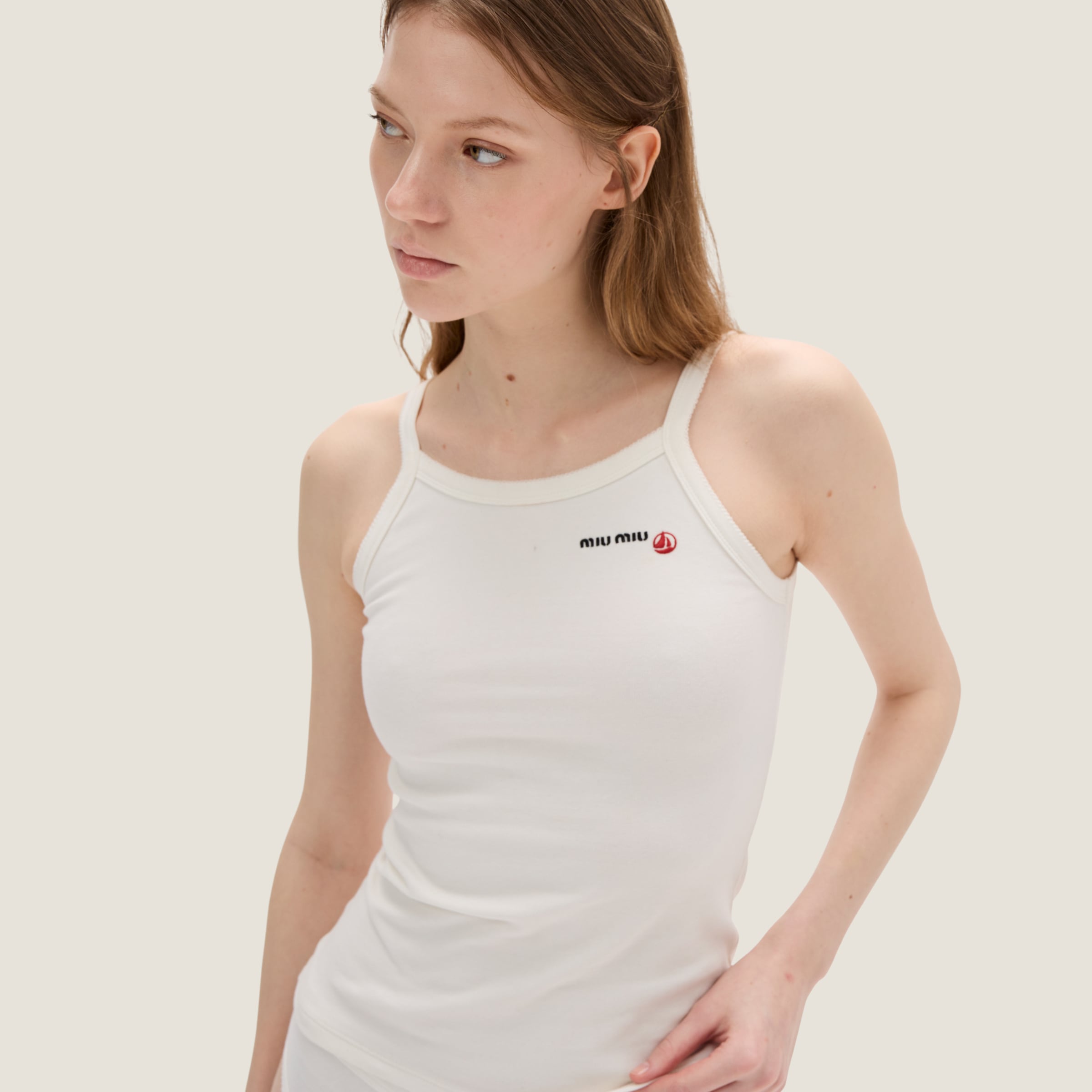 ホワイト Petit Bateau X Miu Miu ストレッチジャージー トップ | Miu Miu