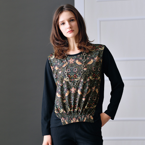 ウィリアムモリス イチゴ泥棒柄プリントプルオーバー William Morris