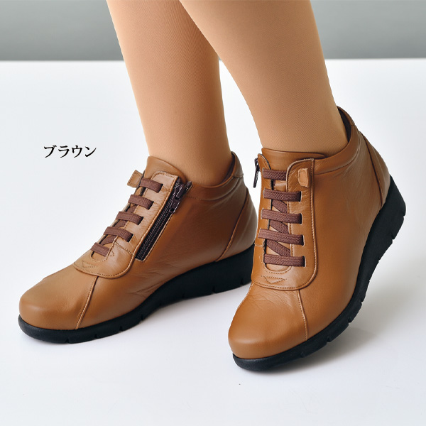 日本製牛革 ソフト伸びゴムショートブーツ | 京都通販ミセスの