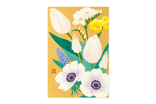 ハガキ/ポストカード｜紙シリーズ｜ポストカード 春の花柄 白(88767006