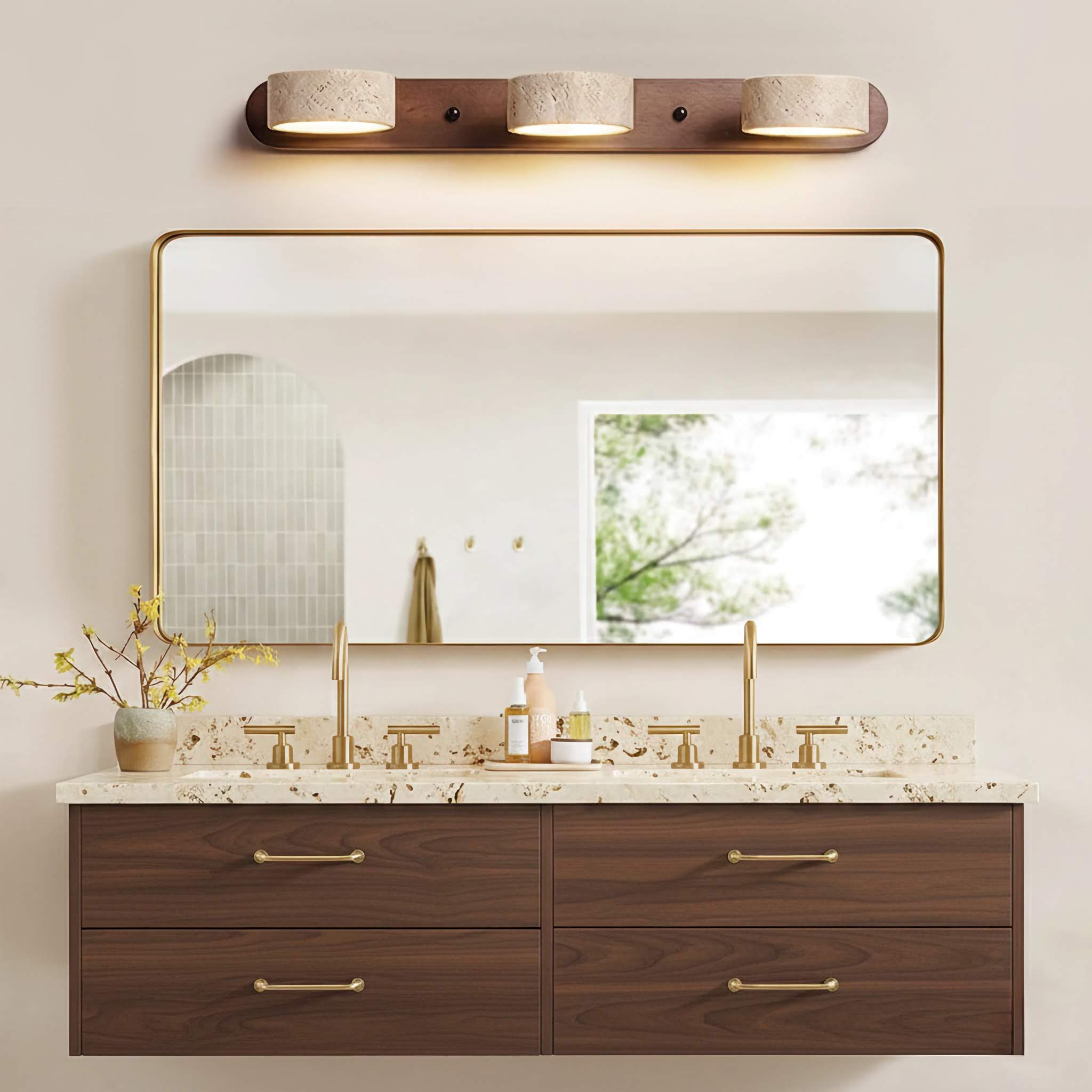 Adjustable Travertine Vanity Light Bathroom Wood Wall Sconce – Miffron