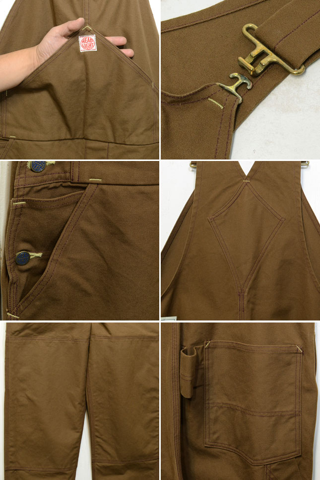 HEADLIGHT(ヘッドライト)復刻「13oz.BROWN DUCK OVERALLS」ブラウン
