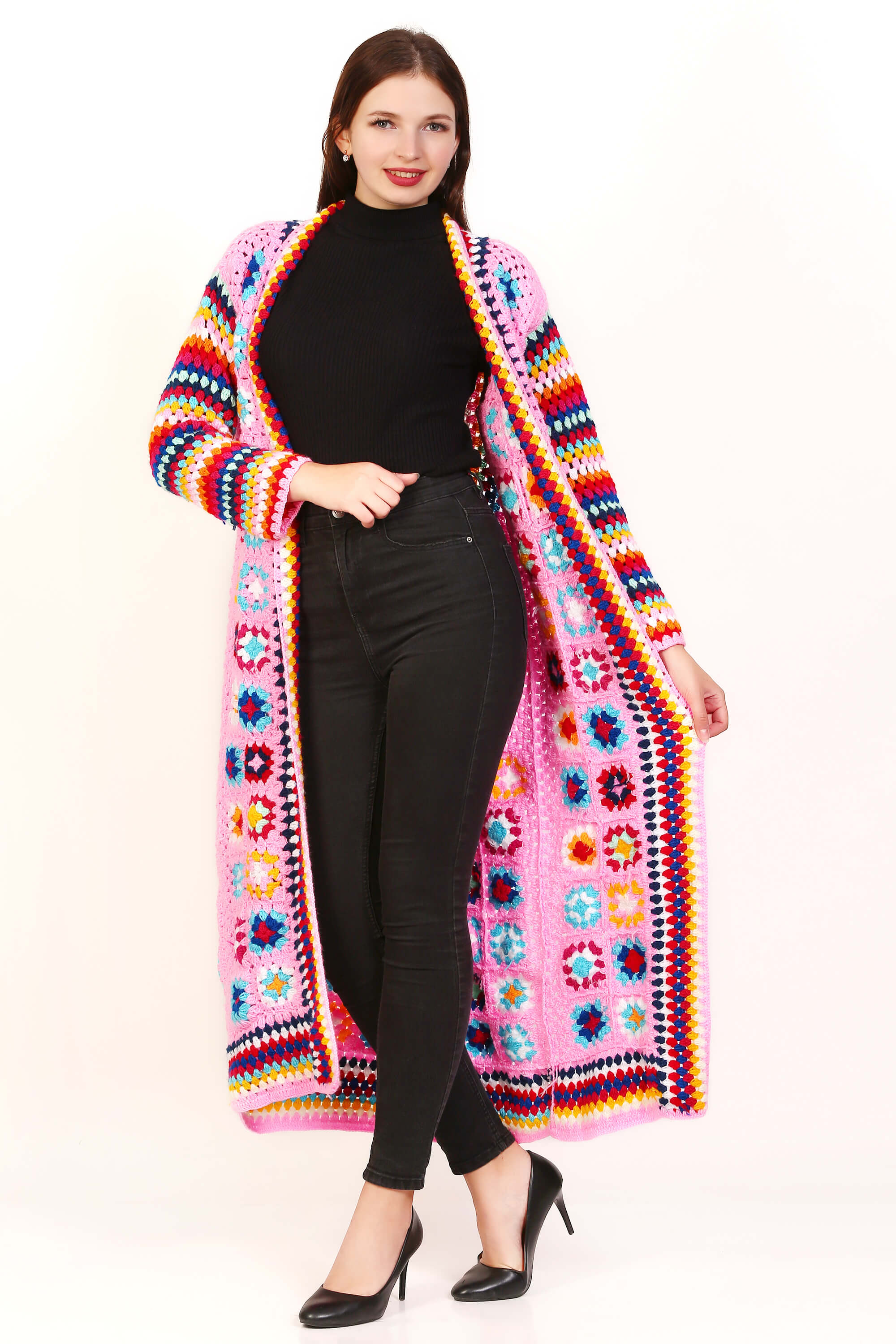 Crochet cover up Casual Long Sleeve Open Front Sweater – Mini Apparels