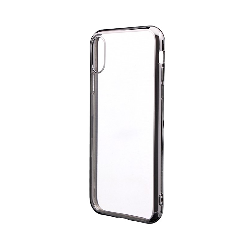 ◇iPhone XR 「剛柔」 メタル塗装ソフトケース「メタルクリア」 チタン
