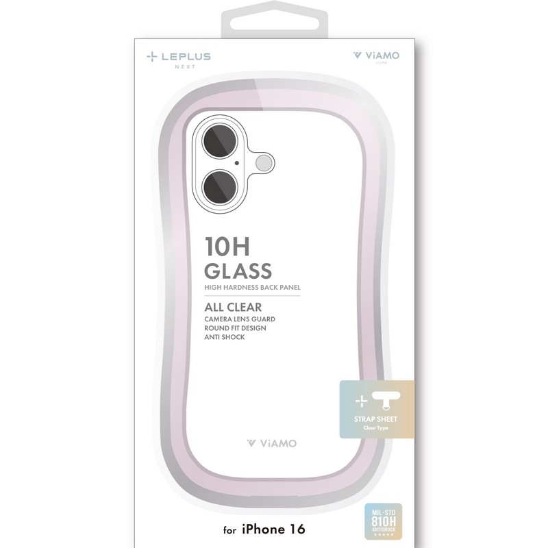iPhone 16 耐傷・耐衝撃ハイブリッドケース 「ViAMO crystal」 ピンク