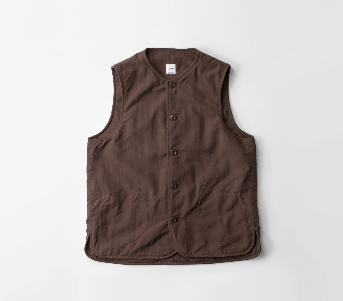 ARAN アラン ナイロンタッサー 薄中綿 ベスト 日本製 メンズ