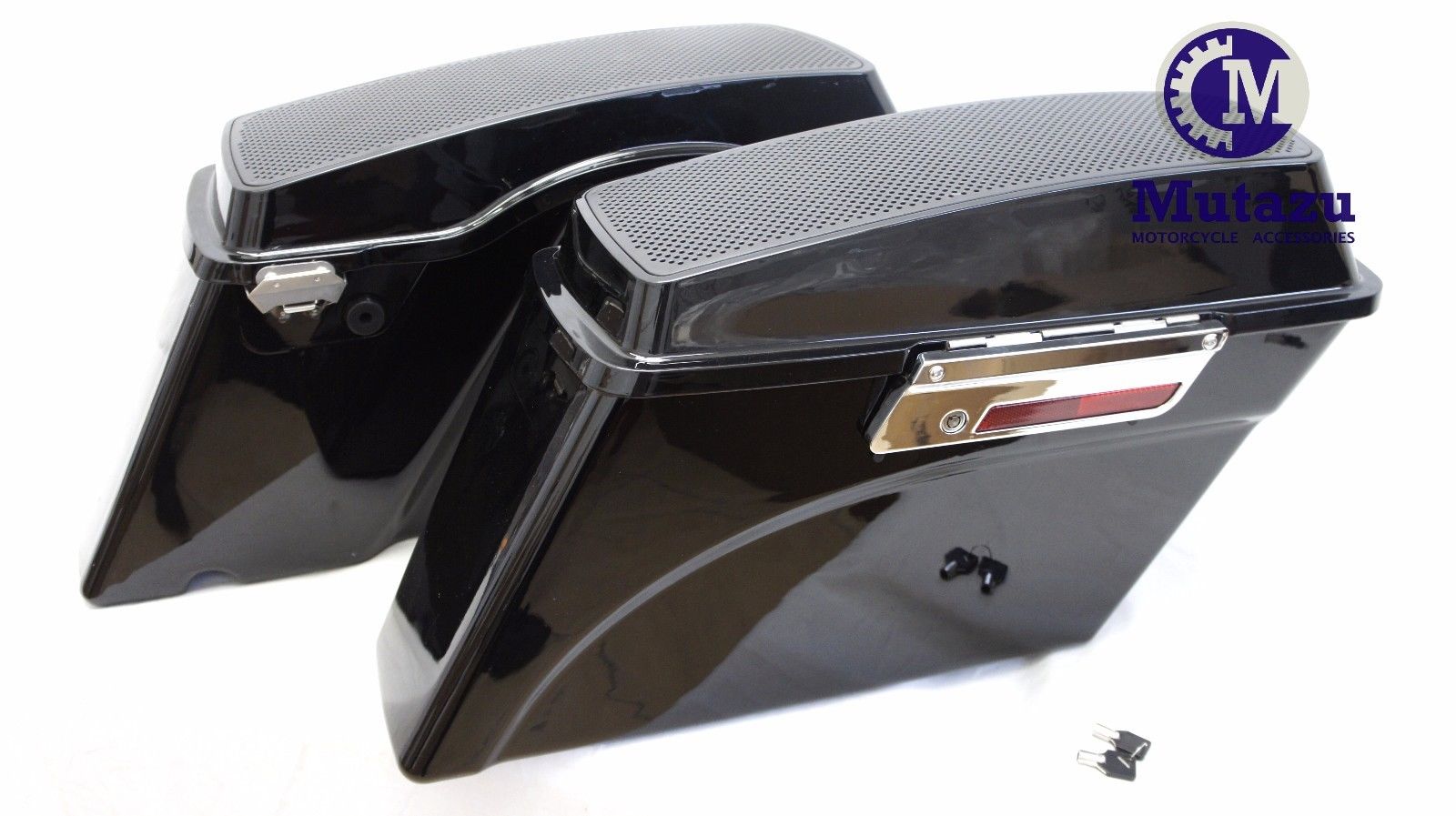Mutazu Complete Saddlebags set w/ Dual 6x9 Speaker Lids for Harley