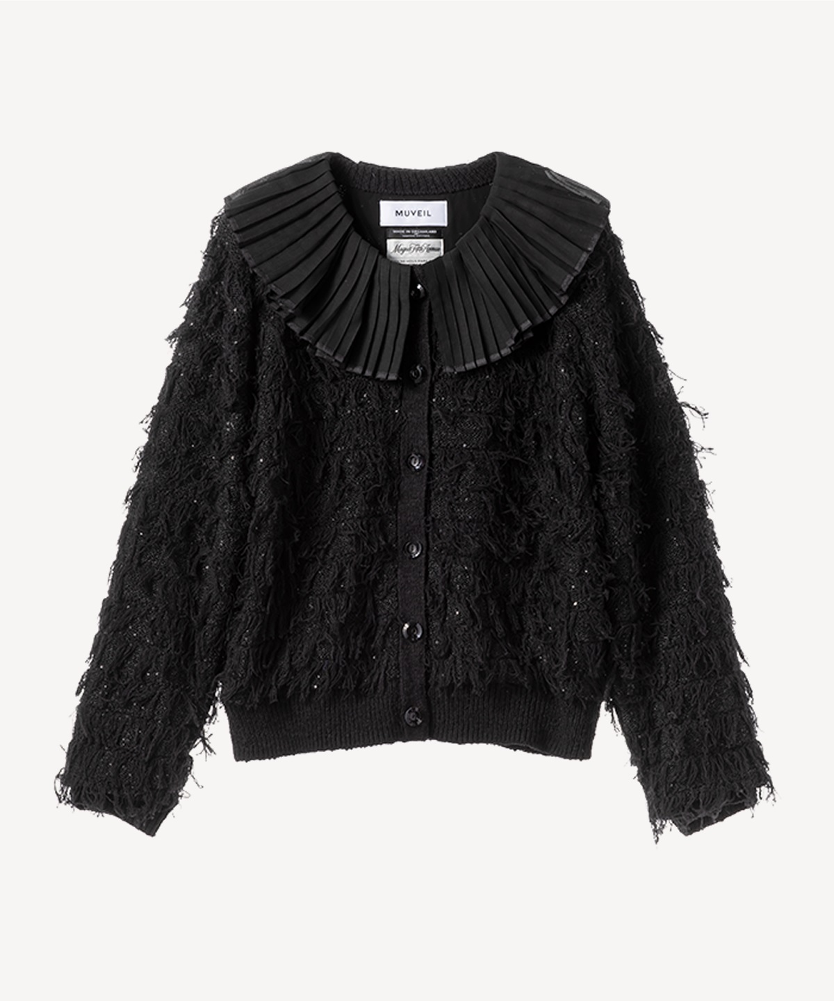 襟付きフリンジツイードカーディガン | MUVEIL Online Shop