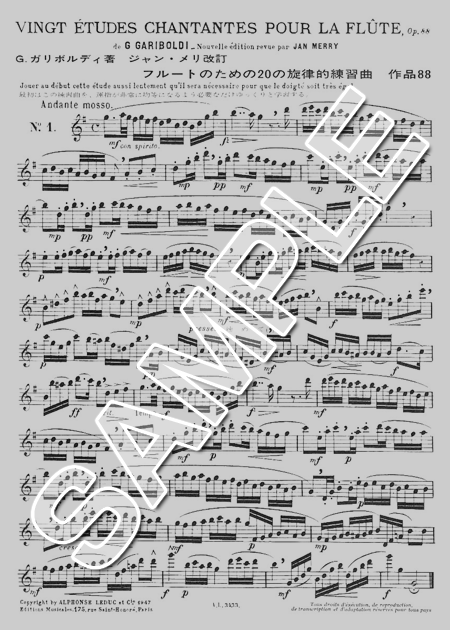 ムラマツフルート｜20 ETUDES CHANTANTES,OP.88: 楽譜