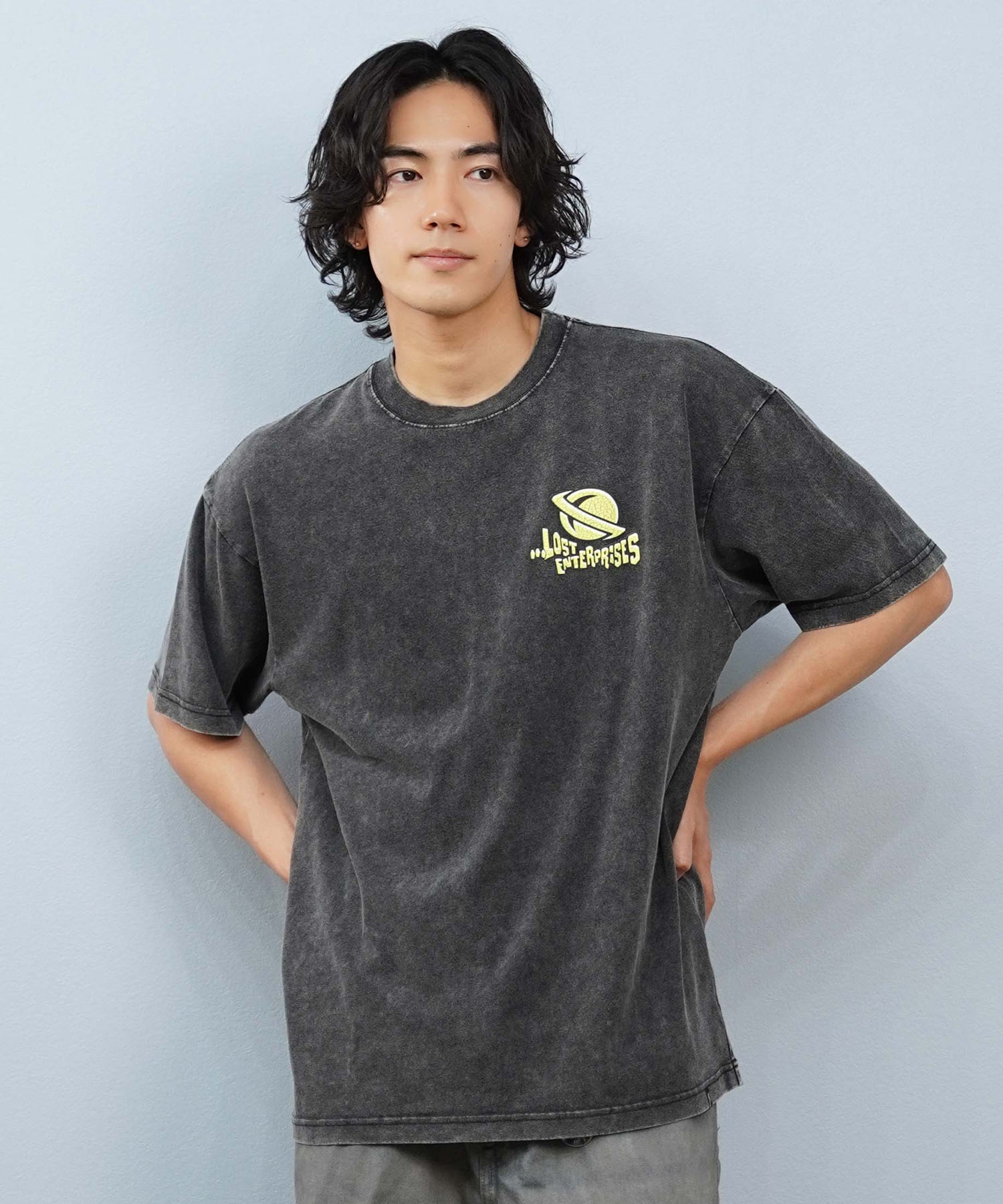 LOST ロスト 半袖 Tシャツ メンズ バックプリント L25S-2114 ムラサキ