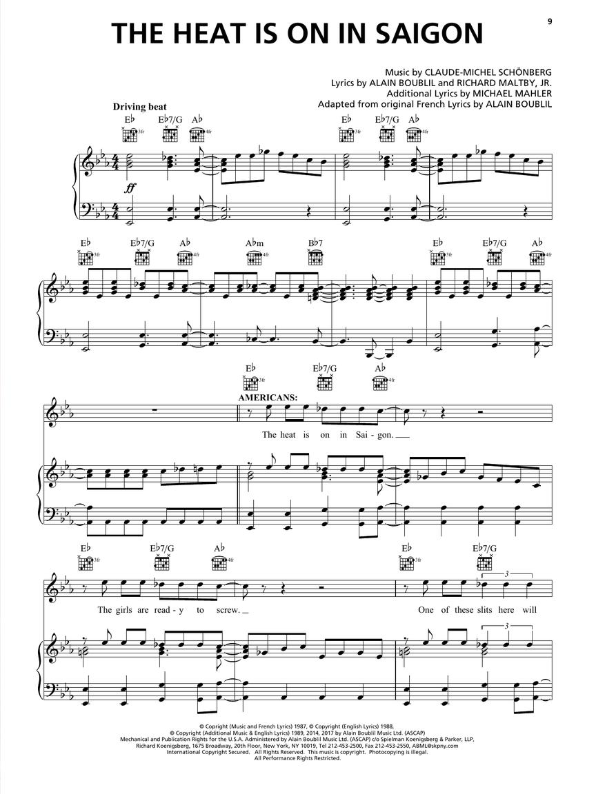 ミス・サイゴン（ピアノ）【Miss Saigon (2017 Broadway Edition