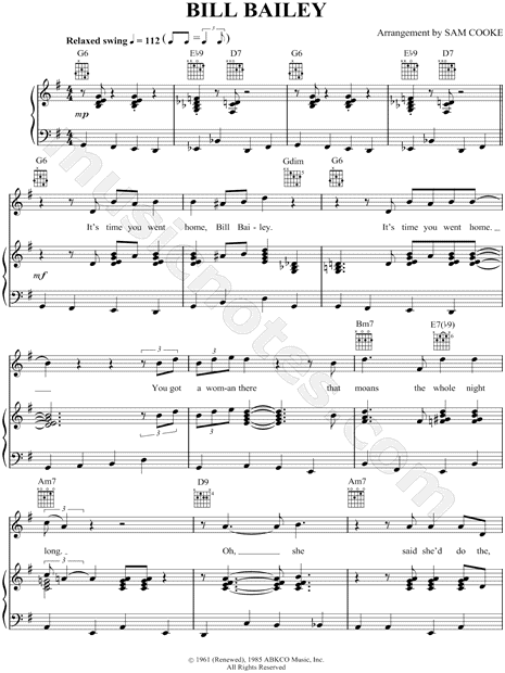 ボーカル ビッグバンド譜面：BILL BAILEY ボーカル ビッグバンド譜面