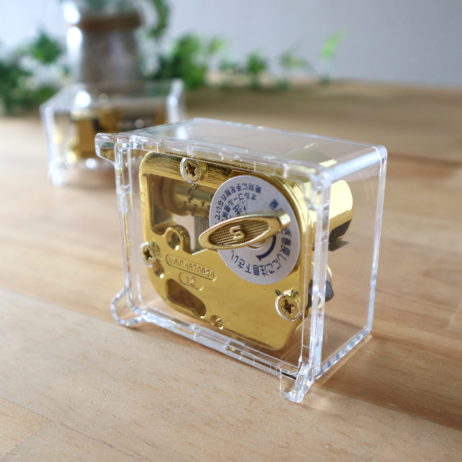 18弁】アクリルクリアBOX（脚付き） オルゴール シンプル 人気曲