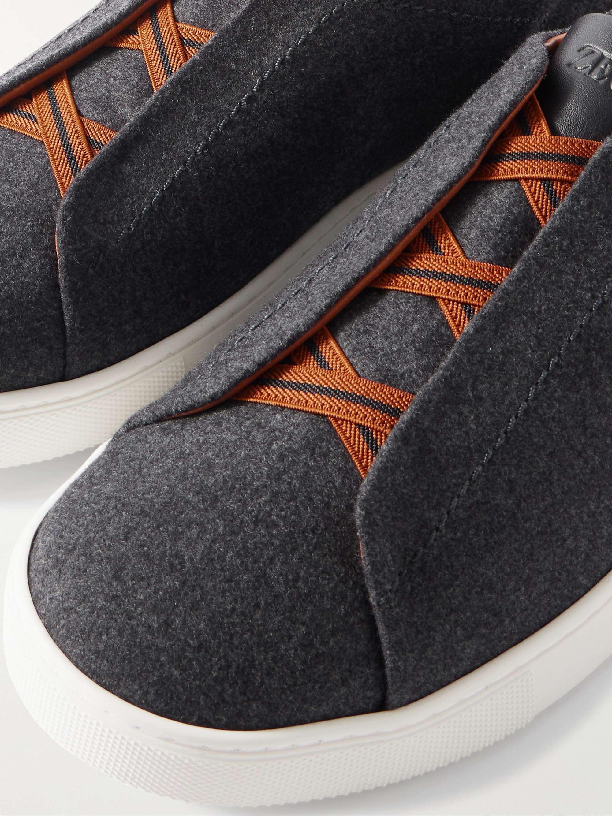 ZEGNA Triple Stitch™ Leather-Trimmed Wool Slip-On Sneakers for Men