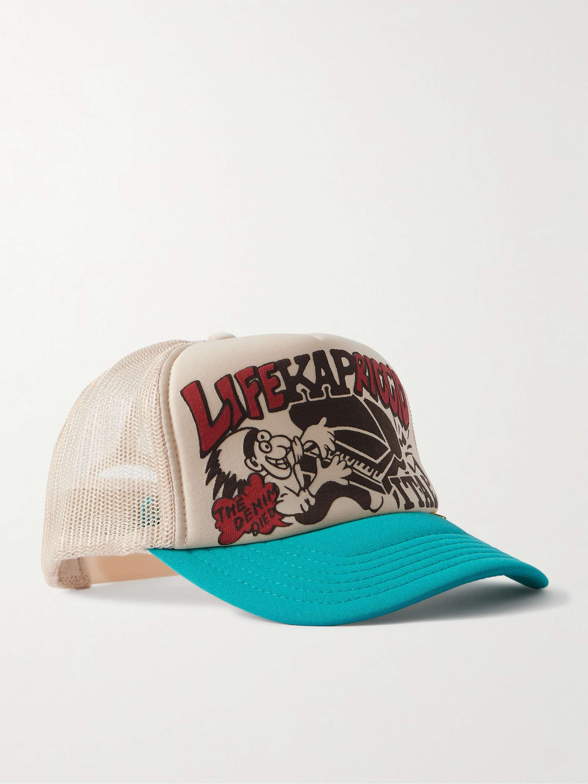 KAPITAL Life Kapriccio Mesh-Trimmed Printed Scuba Trucker Cap for