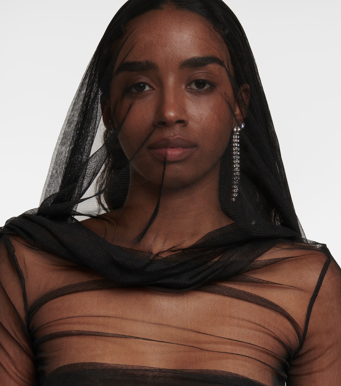 Sheer off-the-shoulder silk top in black - Christopher Esber