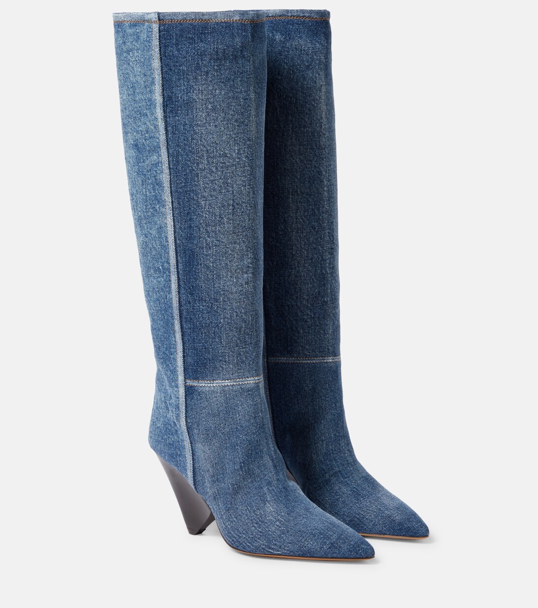 Lakita denim knee-high boots in blue - Isabel Marant | Mytheresa