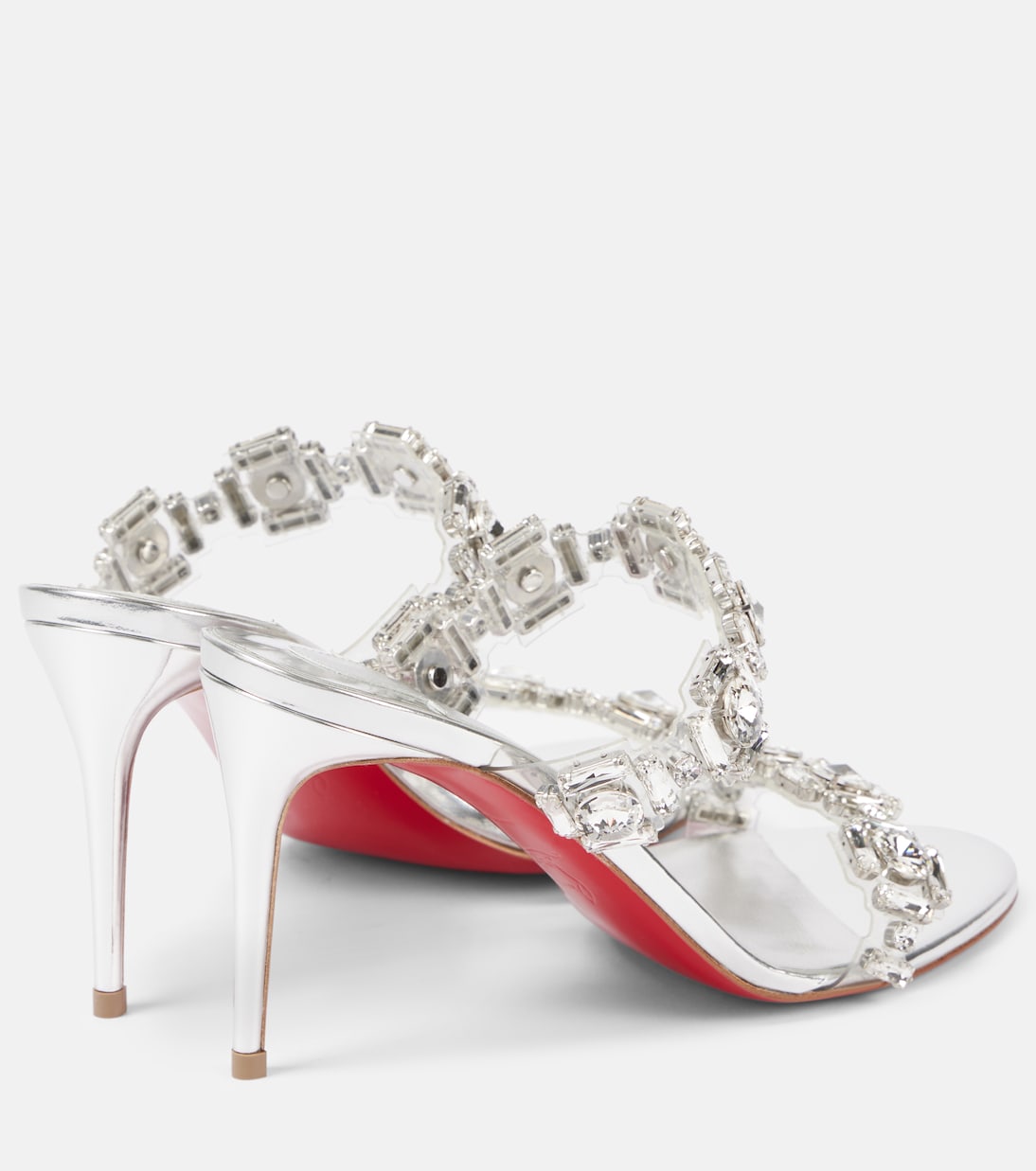 Just Jewel 85 embellished PVC mules in silver - Christian