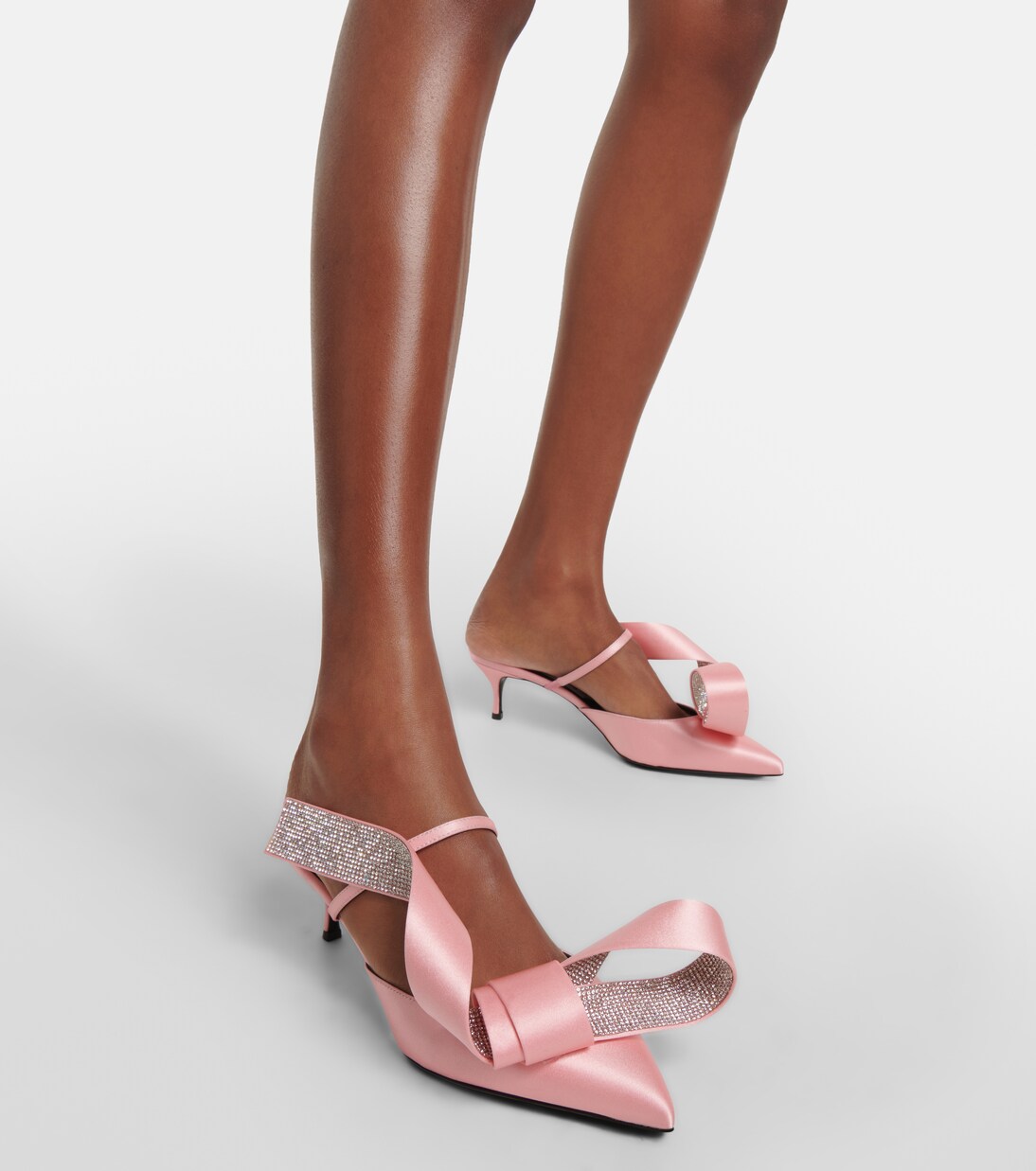 x Sergio Rossi Marquise crystal-embellished mules in pink - Area
